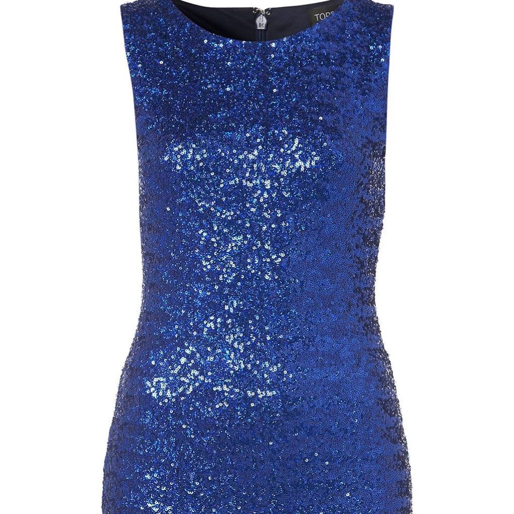Topshop Blue Sequin Mini Dress